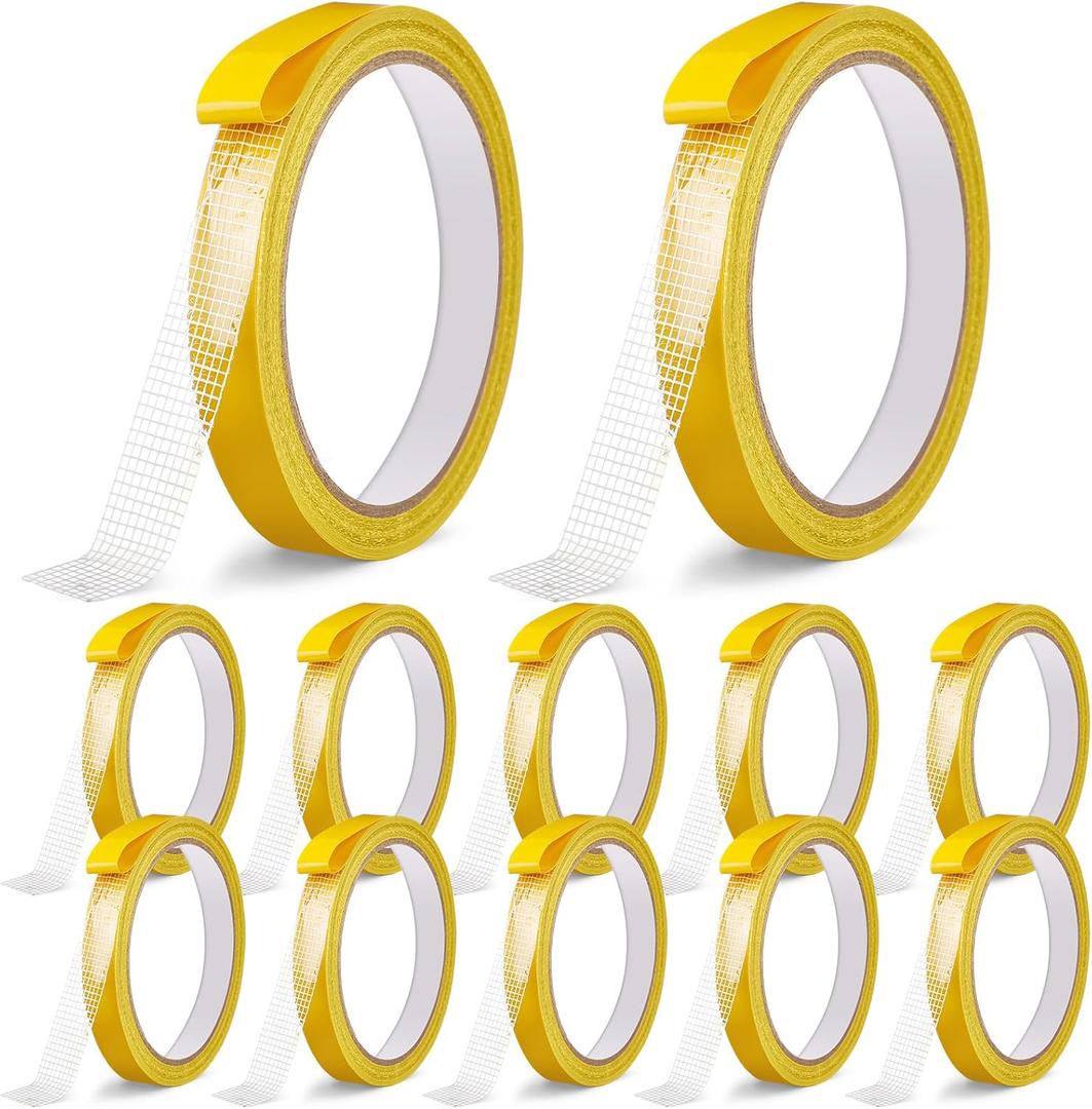 Fuyoooo 12 Rolls Double Sided Fabric Tapes:Heavy Duty Tape Removable Residue-Free Wall High Adhesive Strips for Carpet Cloth Arts Crafts Home Office Supplies(0.5" X 33ft)