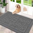 FONEYI Indoor Doormat, Front Back Door Mat 36"x59" Washable, Rubber Backing Non Slip Door Mats, Low-Profile Absorbent Entrance Doormats Inside Floor Mats for Entryway, Resist Dirt Entry Rugs, Grey (5' x 3' (Rectangular), Dark Grey)