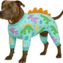 LovinPet Large Dog Pajamas, Four-Leg Stretch Onesie Bodysuit, Lightweight UV-Shielding Pajamas, Anti-Lick Calming Recovery Suit for Surgery, Pull-On for Medium and Large Breeds,Green Orange,M