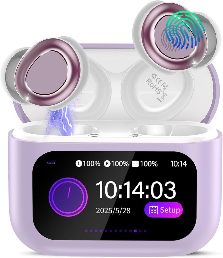 Sleep Earbuds Light-Weight Headphones, 48H Playtime with Charging Case, Mini Sleep Headphones Bluetooth in Ear Small Design for Side Sleepers, Lavender