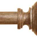 Wood Curtain Rods for Windows 48 to 84 Inch, 1 Inch Heavy Duty Curtain Rods with Imitation Wood Grain Finials, Boho Adjustable Drapery Rod, Decorative Farmhouse Rustic Single Window Curtains Rod