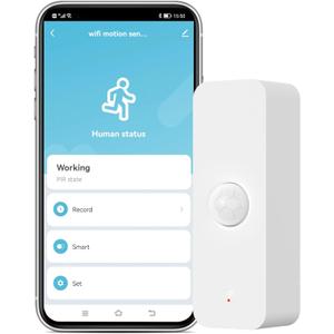 Smart PIR Motion Sensor: WiFi Motion Detector with App Notification Alerts, Wireless Contact Sensor for Home Security and Smart Home Automation, No Hub Required, Compatible with Alexa (1-Pack)