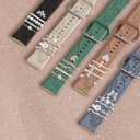 Wildflower Engraved Bands Compatible with Fitbit Sense 2, Versa 4/3, Sense Band with Charms, Soft Silicone Replacement Wristbands Strap with Cute Decorative Rings Accessories for Women