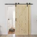 SMARTSTANDARD Double 38"x84" Bypass Barn Door with 6.6FT Track Hardware Kit Included, Unfinished Solid Wood, DIY Support, A Simple Assembly is Required