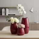 hjn Ceramic Vase Set of 3 Red Flower Vase for Home Decor, Modern Decorative Vase for Flowers Vases for Your Ideal Shelf Decor/Table/Living Room/Kitchen/Office-Red…