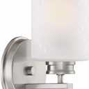 Kira Home Phoebe 8" Modern Wall Sconce/Vanity Light + Frosted Seeded Glass Shade, Brushed Nickel Finish