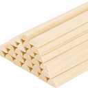 PH PandaHall 50pcs Split Wood Dowel Rods, 12 Inch x 1/2 Inch Half Wooden Dowels Unfinished Fluted Molding Wood Crafts Sticks Doweling Rods for Crafts DIY Mini Dollhouse Projects Making