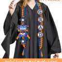 CiyvoLyeen Class of 2026 Graduation Leis with Glitter Pins Handmade Double Braided Ribbon Garland Money Holder Bowknot Congrats Grad Ceremony Gift Idea Orange and Blue Graduation Decorations 2026