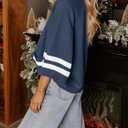 Cicy Bell Womens Oversized Sweater 3/4 Sleeve Mock Neck Color Block Chunky Knit Sweaters Casual Fall Pullover Tops, S