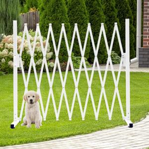 Metal Expandable Dog Gate, 9Feet, Versatile Accordion Safety Barrier, Portable Retractable Barricade, Free Standing Adjustable Pet Fence, Indoor and Outdoor (Classic, White)