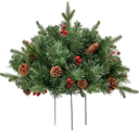 Lighted Artificial Christmas Tree Urn Filler Pre-lit Pine Trees Ornaments Outdoor Light Up Planter Filler Holiday Home Decorations