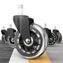 HOLKIE Office Chair Wheels Compatible with 1KEA 10x22mm Transparent ONLY 3 Inch Roller Blade Casters, Computer Gaming Replacement Rubber Wheels-Set of 5 for Hardwood Floors Desk Chair Rolling (5 Pack-10mm, Clear)