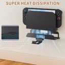 GLDRAM Wall Mount Stand for Nintendo Switch 2/NS/OLED, Metal Wall Mount Suspension Holder Shelf with Hanging Hoods Storage Brackets for Joncon & Pro Controller Accessories - Safely Near or Behind TV
