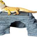 Bearded Dragon Basking Platform, Reptile Hides and Caves, Large Reptile Basking Rock for Adult/Juvenile Bearded Dragon Gecko Lizard Turtle, Slate Rock Climing Hideout