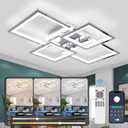 Acrylic Modern LED Ceiling Light, Square LED Flush Mount Ceiling Light, Dimmable Kitchen Light Fixtures with Remote&APP, Close to Ceiling Lighting Fixture for Dining Room Kitchen Living Room Bedroom (Chrome)