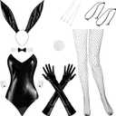 BBTO 9 Pcs Bunny Outfit for Girl Halloween Tails Bodysuit Stockings Rabbit Costume Set for Women Party Bunny Suit (Small)