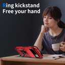 for Google Pixel 9 Pro XL Case with Camera Lens Cover, HD Screen Protector, 10 FT Military Grade Drop Protection, Magnetic Ring Holder Kickstand Protective Phone Case, Red