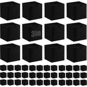 Zhehao 48 Pack Black Gift Boxes Small Cardboard Gift Boxes with Lids Bulk 3 x 3 x 3 Inch Square Kraft Paper Cube Box Assemble for Candles Wedding Presents Easy Birthday