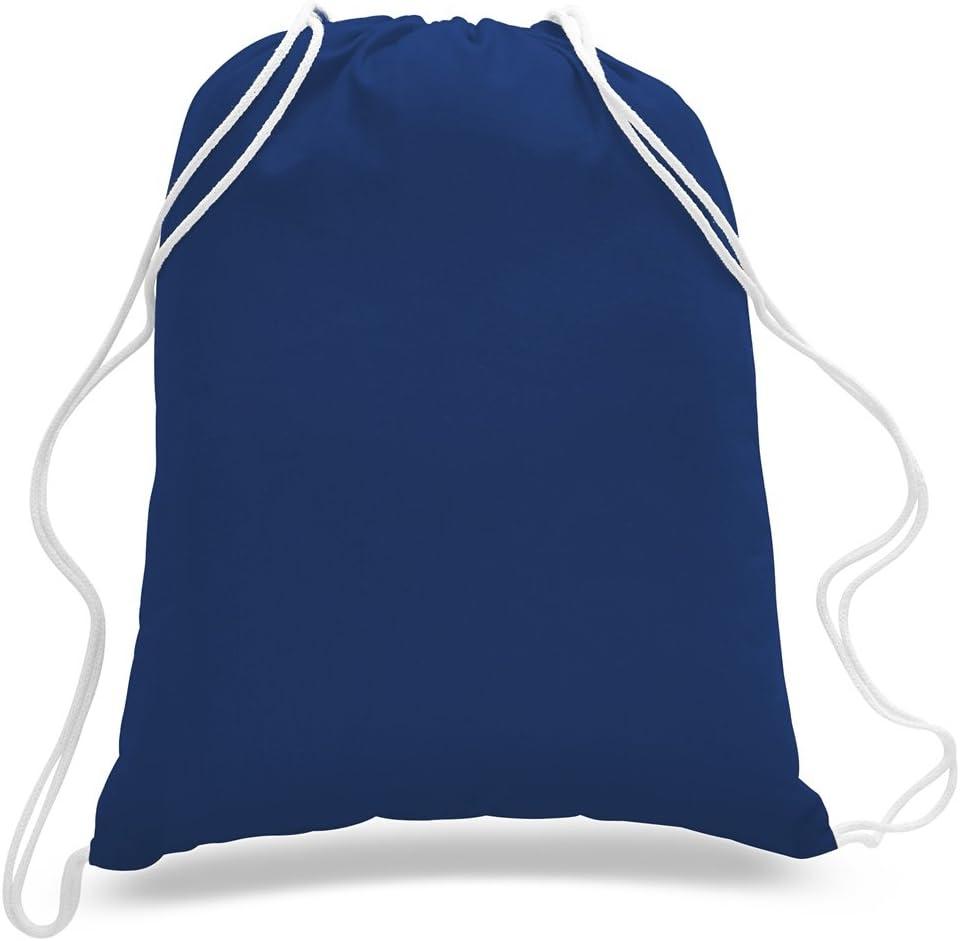 TBF 12 Pack Bulk Cotton Canvas Drawstring Backpack Bags (14" W x 18" H) - Perfect for DIY, Crafts, Events & More (Royal)