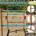 SpexDarxs Ladder Toss Outdoor Game, Wooden Golf Tossing Set with 6 Ball Bolas & Carrying Bag, Lawn Backyard Games for Teenager & Adult & Family