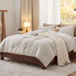 Bedsure King Size Comforter Set, Prewashed Bedding Beige