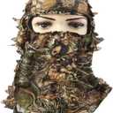 Camouflage Hunting Cap, Camo Hunting Leafy Hat with Full 3D Face Mask Hood Technology