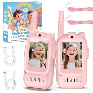 BlueFire Kids Walkie Talkies with Video Screen Display Toy Radios with Voice Effects, One-on-One Pairing, Long Range Birthday Toys Gifts for Boys & Girls Ages 312 (Pink)
