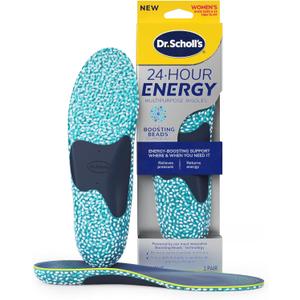 Dr. Scholl's 24-Hour Energy Multipurpose Insoles, Returns Energy with Every Step, Relieves Foot Pressure & Tired Achy Feet, Memory Foam & Gel Insert, Women's Shoe Size 6-10, 1 Pair (Blue)