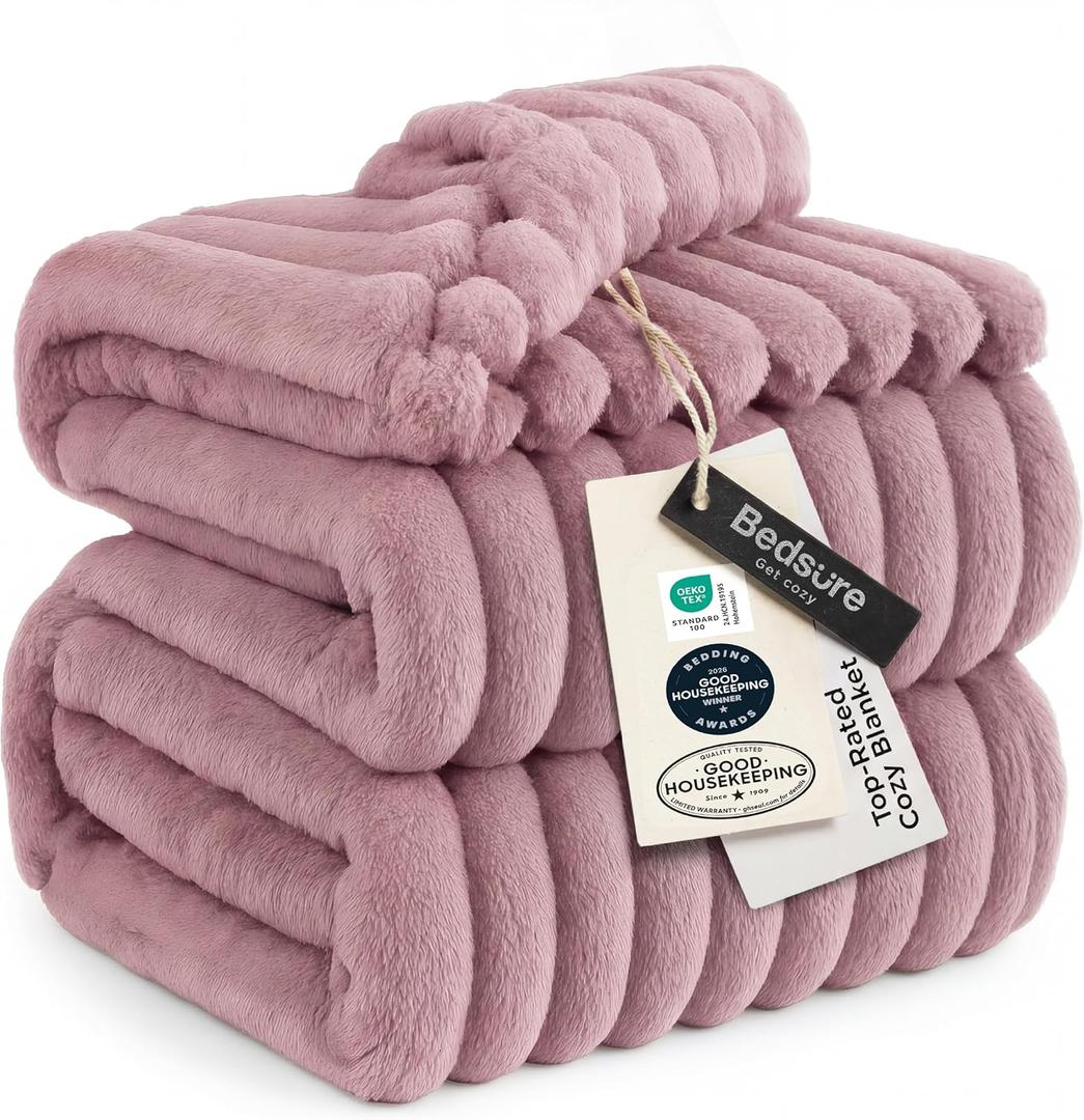 Bedsure GentleSoft Pink Fleece Blanket for Couch - Cozy Soft Blankets for Women, Cute Small Throws for Girls, 108x90 Inches