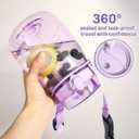 Kawaii Water Bottle with Straw 45oz with Two Ways to Dinking Modern Cute Water Jug With Strap for Women/Teen Girl/School, Purple