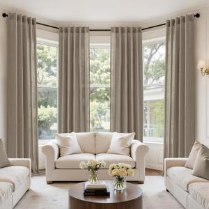 MIULEE Dark Taupe Linen Curtains 84 Inch Long 4 Panels Light Filtering Window Drapes with Rod Pocket Back Tab for Living Room Bedroom Farmhouse Decor 42" W x 84" L Inches