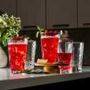 Set of 10 Hammered Glass Cups, 16oz. Dishwasher Safe Cocktail Drinking Glasses - Clear Heavy Base Stemmed Water Glasses, Tall Beer Glasses, Bar Glass, Juice, Iced Tea, Margarita, & Everyday Drinks.