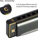 2 x EastRock Blues Harmonica Mouth Organ 10 Hole C Key with Case, Diatonic Harmonica for Professional Player, Beginner, Students gifts, Adult, Friends, Gift Black