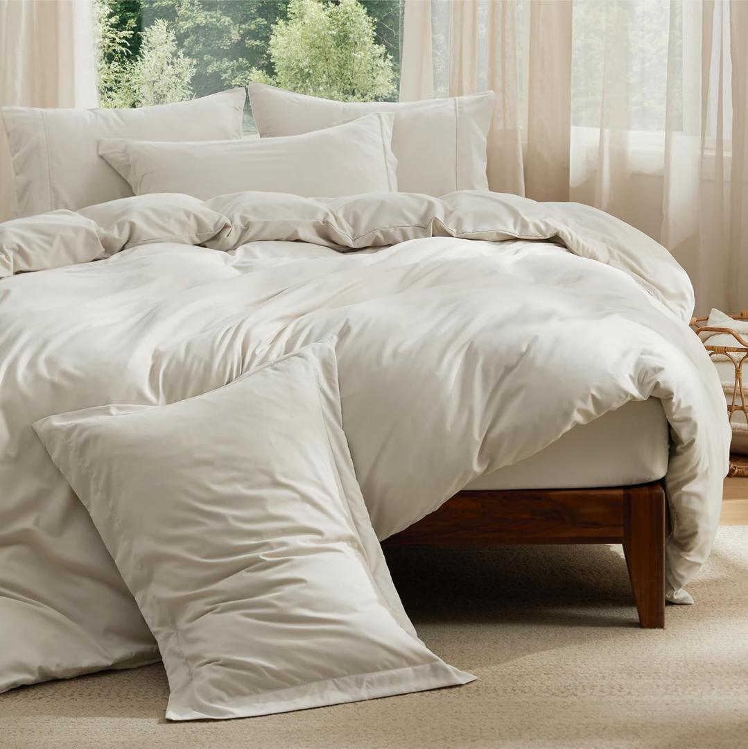 Bedsure Duvet Cover with Fitted Sheet King - 6 Pieces, Deep Pocket, Hotel Luxury Soft Double Brushed Bedding Set, 1 Duvet Cover, 1 Fitted Sheet, 2 Pillow Shams, 2 Pillowcases, NO Comforter, Linen