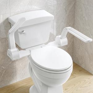 Golvorix White Toilet Safety Rails, Assist Seat Handles for Seniors