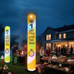 10FT Extra Large Column Bachelor Party Inflatable Decoration with LED Lights, Suitable for Outdoor use, Yards, Lawns, and Walkways for Bachelor Parties.