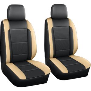 Front Car Seat Cover Custom Fit for Subaru Outback Forester Crosstrek Impreza Perforated Breathable Faux Leather Seat Protector Custom Seat Covers(Black&Beige,2 Seats)