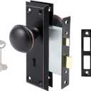 2 Pack Mortise Lock Set for Interior Door, Antique Door Knobs with Lock and Skeleton Key, Old Door Knob Replacement Fits 1-3/8 in 1-3/4 in, Oil Rubbed Bronze Finish (Mortise(2 Pack))