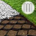 Gravel Grid 8.9x34 FT with 20Pcs Landscape Staples, 3'' Thick Geogrid Ground Grid 2200 lbs per Sq Ft Erosion Control Geo Grid for Driveway, Walkway, Horse Paddock, Patio, Parking Lot, Slope