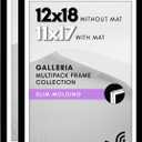 Americanflat 12x18 Poster Frame with Polished Plexiglass - Set of 2 - Use as 11x17 Frame with Mat or Display 12x18 Photo Without Mat - Galleria Collection - Picture Frames for Wall Display - Black