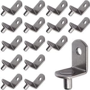 SDTWZW 5mm Shelf Pegs L-Shaped Cabinet Support Pins Bracket Style Clips for Bookcase Kitchen Closet Shelves Holders,16 PCS Gun Metal