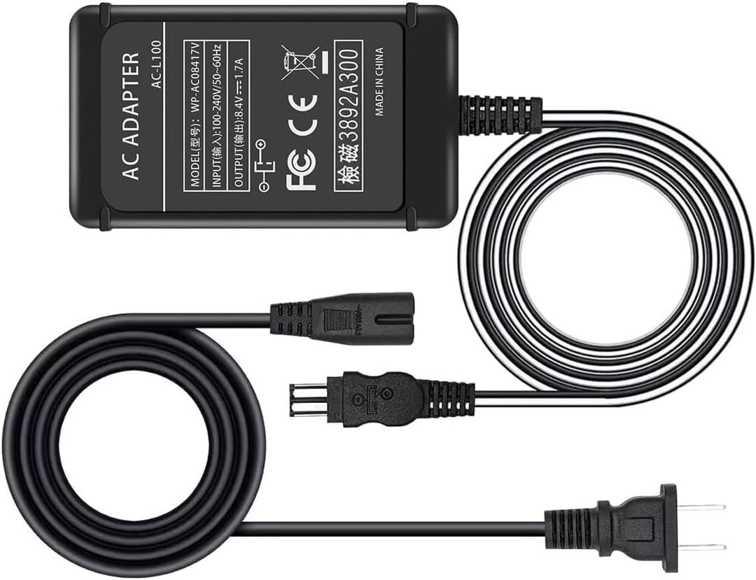 AC-L100 Charger for Sony Handycam Camcorder, Compatible with CCD-TRV108/308/118 & DCR-TRV460 etc, Replacement for AC-L15 AC-L10 AC-15A AC-L10A DC 8.4V/1.7A Power Adapter.