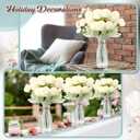 Zeyune 36 Pack Artificial Flowers Centerpiece with Vase Bulk for Wedding Table 24 Bundles Silk Floral Faux Rose Bouquet with 12 Plastic Vase for Bridal Shower Table Decor(White)
