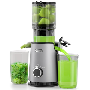 Cold Press Juicer, ECOSELF Slow Masticating Juicer with 4.35" Large Feed Chute Fit Whole Fruits & Vegetables, Self Feeding for Juice Extractor, Easy to Clean and Assemble, High Juice Yield, BPA Free