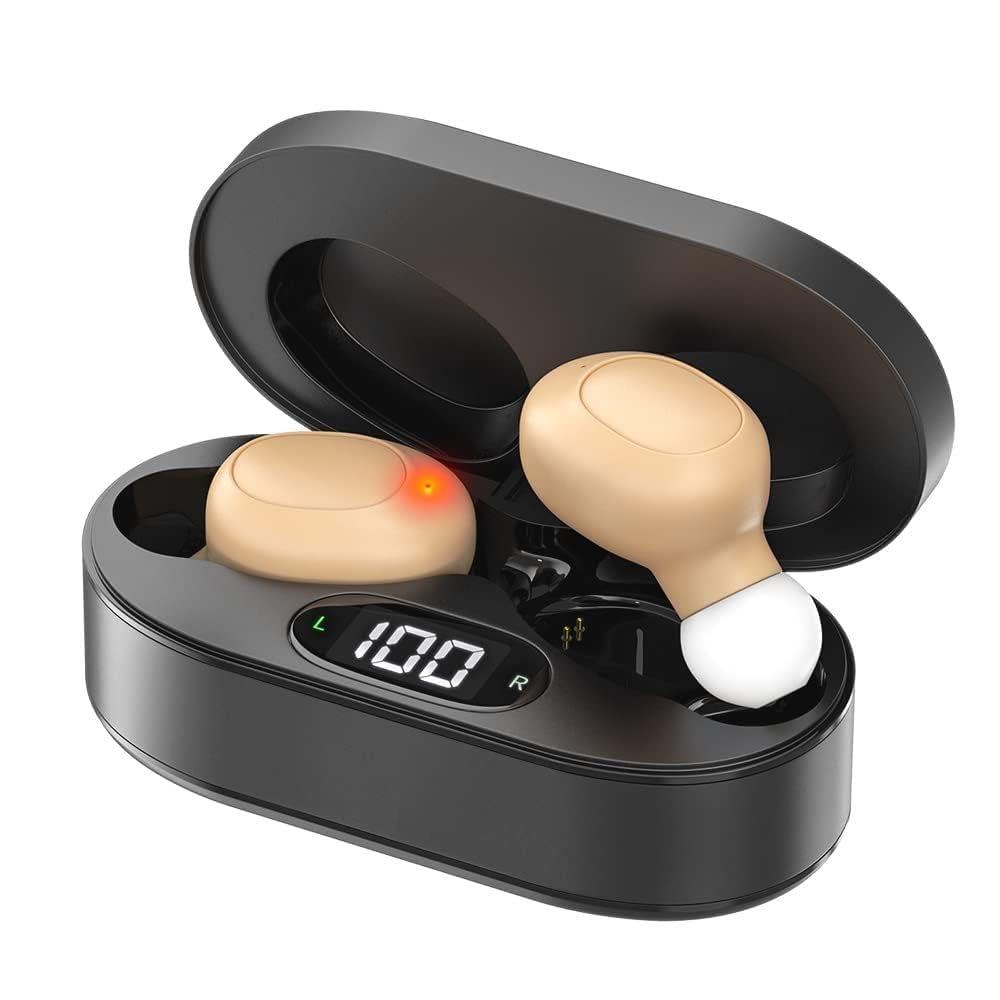 OTC Hearing Aids for Seniors & Adults - Rechargeable, 25+ Hour Battery Life, Advanced Noise Cancellation, 5-Level Volume & Memory, Clear Sound, Comfort-Fit