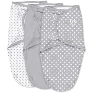SwaddleMe by Ingenuity Original Swaddle, 100% Cotton, Improves Sleep & Calms Startle Reflex, 0-3 Months, 1.0 TOG, 3-Pack, Baby Swaddle Blanket - Criss Cross