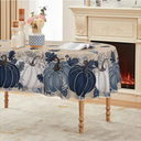 Horaldaily Fall Tablecloth 60×84 Inch Oval, Autumn Harvest Blue Pumpkin Floral Washable Seasonal Table Cover for Party Picnic Dinner Decor