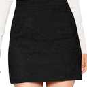 MANGOPOP Mini Faux Suede Skirt for Women High Waist Skirts Medium, Black 