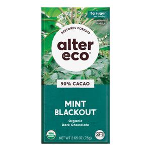 6 x Alter Eco | Dark Chocolate Bars | Pure Dark Cocoa, Fair Trade, Organic, Non-GMO, Gluten Free (Mint Blackout) (EXP 04/17/27)