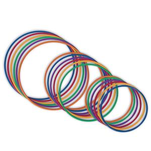 S&S Worldwide No-Knott Hoops Easy Pack - Heavy Duty, Institutional Quality for Hula, Exercise, Games, PE and More - Assorted Colors, 6 Each in 24", 30" and 36" - Pack of 18